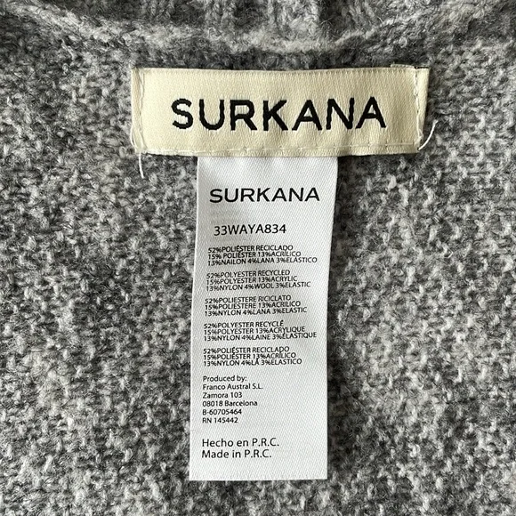 NWOT SURKANA Oversize Shawl Sweater. Heather Grey Colour.  Size: One Size - Picture 9 of 10